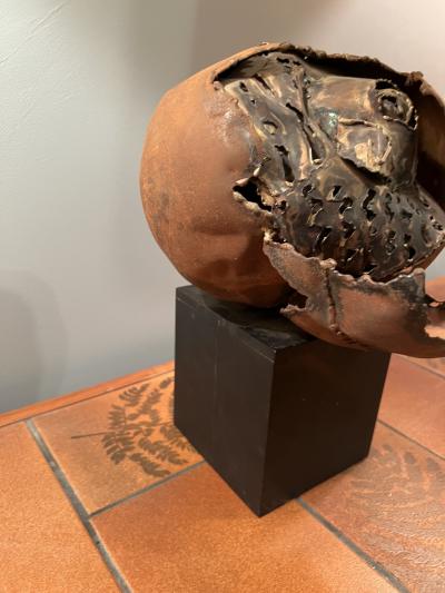 Silas Seandel DETAILED BRUTALIST TORCH CUT MIXED METALS CHICK HATCHING FROM EGG SCULPTURE
