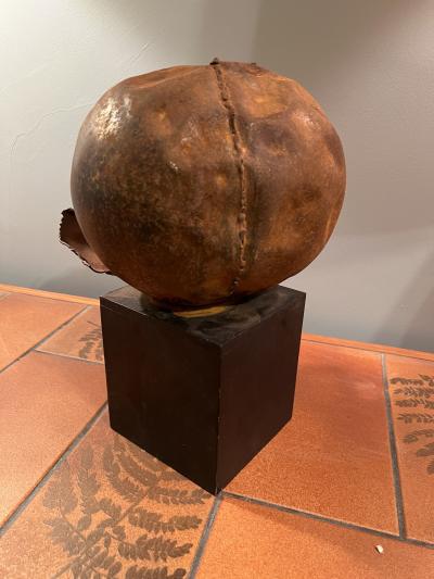 Silas Seandel DETAILED BRUTALIST TORCH CUT MIXED METALS CHICK HATCHING FROM EGG SCULPTURE