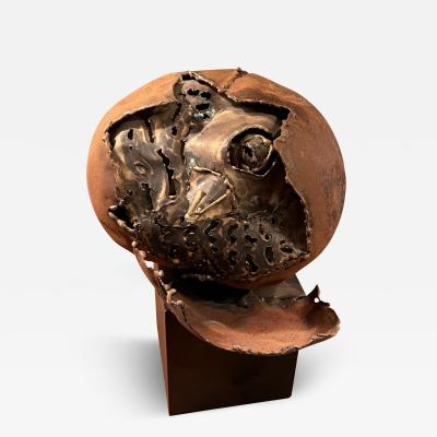 Silas Seandel DETAILED BRUTALIST TORCH CUT MIXED METALS CHICK HATCHING FROM EGG SCULPTURE