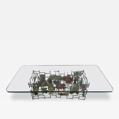 Silas Seandel Excellent Silas Seandel Brutalist Torch Cut Nail Coffee Table Mid Century Modern