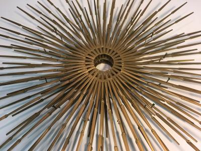 Silas Seandel Gorgeous Brutalist Goldtone Metal Starburst Wall Sculpture