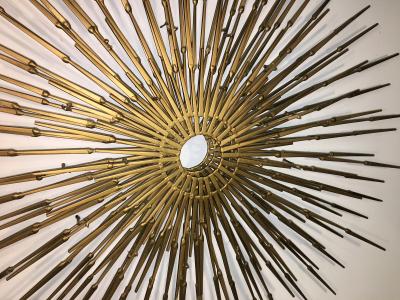 Silas Seandel Gorgeous Brutalist Goldtone Metal Starburst Wall Sculpture