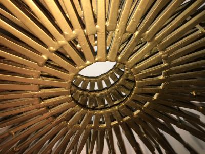 Silas Seandel Gorgeous Brutalist Goldtone Metal Starburst Wall Sculpture