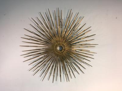 Silas Seandel Gorgeous Brutalist Goldtone Metal Starburst Wall Sculpture