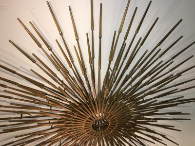 Silas Seandel Gorgeous Brutalist Goldtone Metal Starburst Wall Sculpture