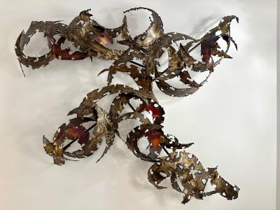 Silas Seandel Important Oversized Silas Seandel Torch cut Iron Wall Sculpture