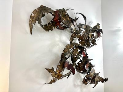 Silas Seandel Important Oversized Silas Seandel Torch cut Iron Wall Sculpture