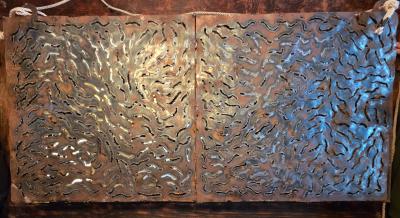 Silas Seandel Large 1970s Mixed Metal Botanical Wall Sculpture with Butterflies 59 Inches
