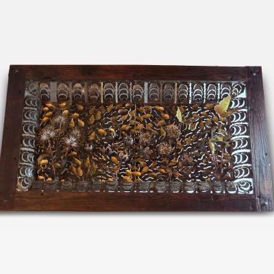 Silas Seandel Large 1970s Mixed Metal Botanical Wall Sculpture with Butterflies 59 Inches