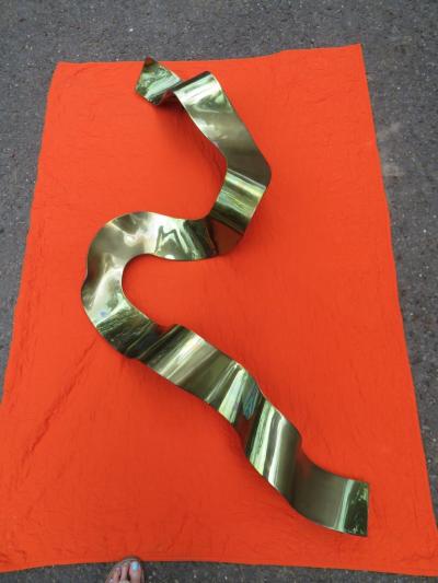 Silas Seandel Large Bronze Silas Seandel Ribbon Wall Sculpture Mid Century Modern