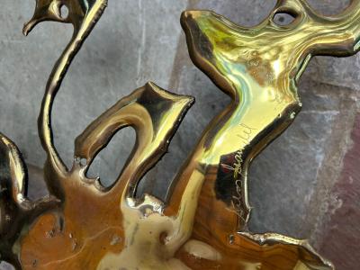 Silas Seandel Large Bronze Silas Seandel Ribbon Wall Sculpture Mid Century Modern