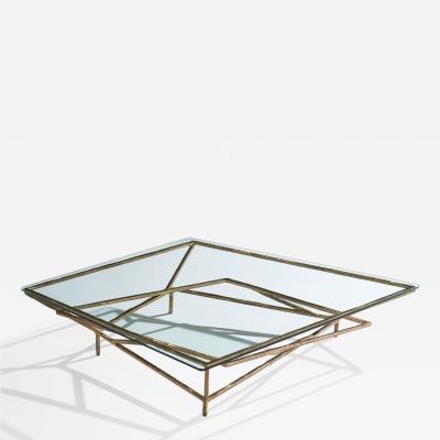 Silas Seandel Large Coffee Table with Bronze and Glass USA 1980s