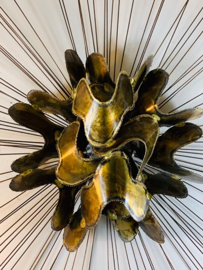 Silas Seandel MONUMENTAL BRUTALIST MIXED METALS SPRAY WALL SCULPTURE