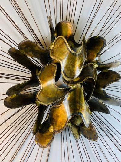 Silas Seandel MONUMENTAL BRUTALIST MIXED METALS SPRAY WALL SCULPTURE