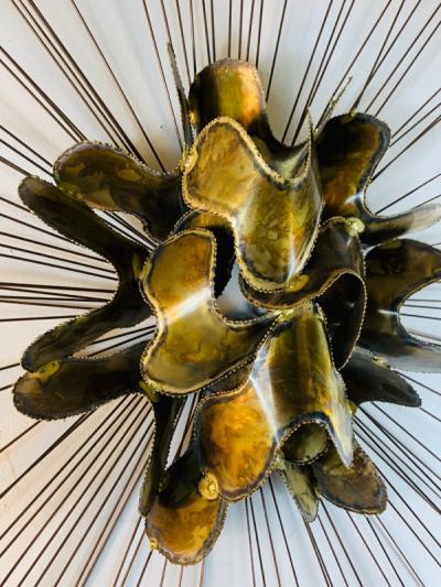 Silas Seandel MONUMENTAL BRUTALIST MIXED METALS SPRAY WALL SCULPTURE