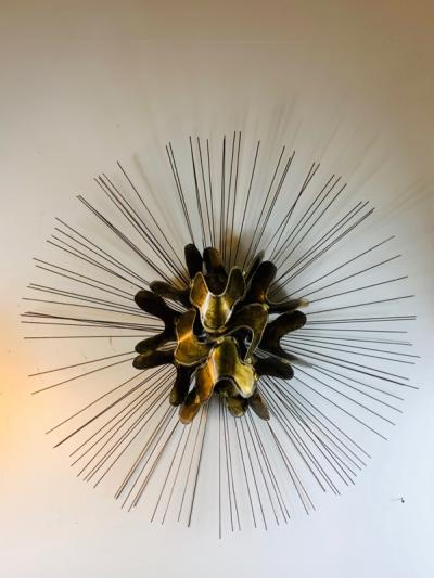 Silas Seandel MONUMENTAL BRUTALIST MIXED METALS SPRAY WALL SCULPTURE