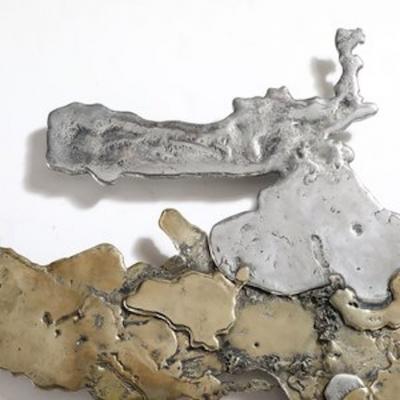 Silas Seandel Mid Century Brass Aluminum Splash Molten Wall Sculpture Signed Silas Seandel