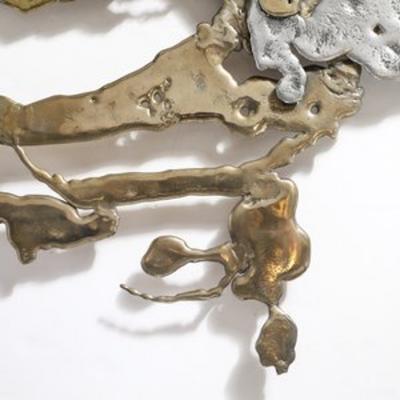 Silas Seandel Mid Century Brass Aluminum Splash Molten Wall Sculpture Signed Silas Seandel