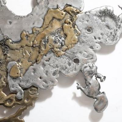 Silas Seandel Mid Century Brass Aluminum Splash Molten Wall Sculpture Signed Silas Seandel