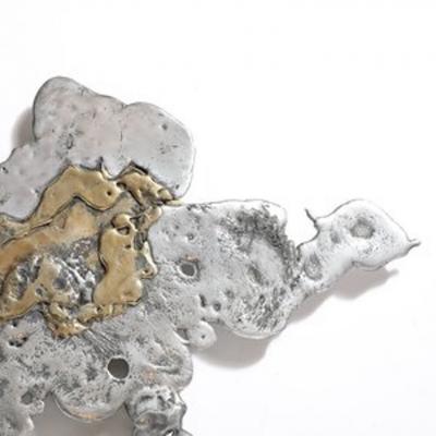 Silas Seandel Mid Century Brass Aluminum Splash Molten Wall Sculpture Signed Silas Seandel