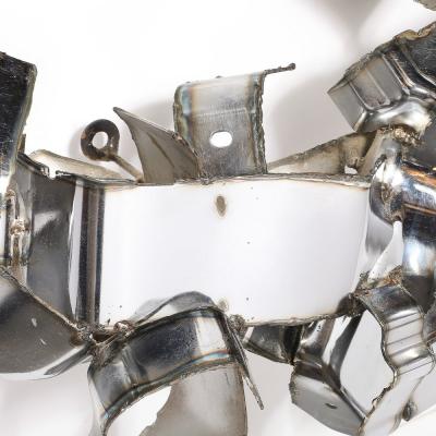 Silas Seandel Mid Century Brutalist Torch Cut Metal Wall Sculpture signed Silas Seandel
