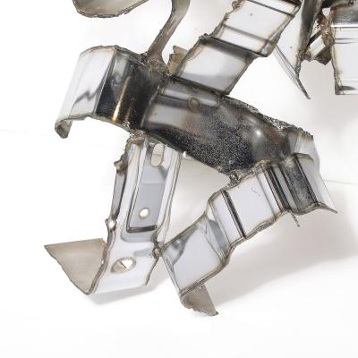 Silas Seandel Mid Century Brutalist Torch Cut Metal Wall Sculpture signed Silas Seandel