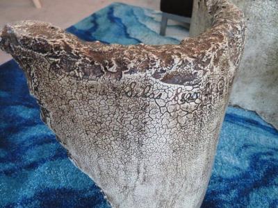 Silas Seandel Outstanding Silas Seandel Ribbon Faux Cast Stone Brutalist Miro Coffee Table
