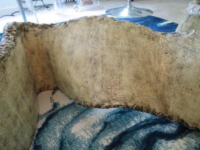 Silas Seandel Outstanding Silas Seandel Ribbon Faux Cast Stone Brutalist Miro Coffee Table
