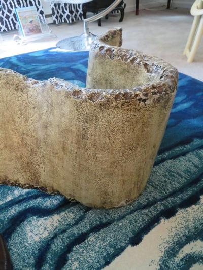 Silas Seandel Outstanding Silas Seandel Ribbon Faux Cast Stone Brutalist Miro Coffee Table