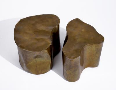 Silas Seandel Pair of Sculptural Brass Side Tables by Silas Seandel USA 1970s