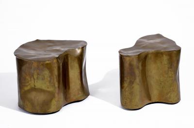 Silas Seandel Pair of Sculptural Brass Side Tables by Silas Seandel USA 1970s