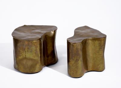 Silas Seandel Pair of Sculptural Brass Side Tables by Silas Seandel USA 1970s