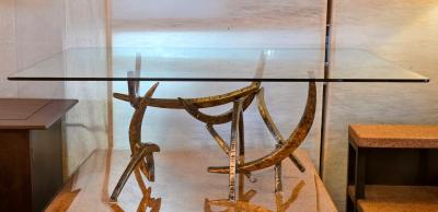 Silas Seandel Signed Early Silas Seandel Ortega Brutalist Cut Metal Coffee Table circa 1970