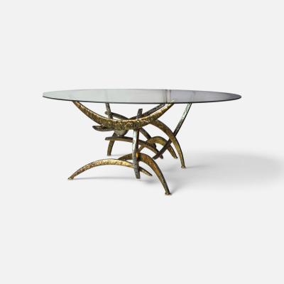 Silas Seandel Signed Early Silas Seandel Ortega Brutalist Cut Metal Coffee Table circa 1970