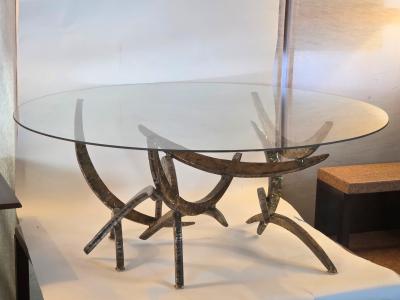 Silas Seandel Signed Early Silas Seandel Ortega Brutalist Cut Metal Coffee Table circa 1970