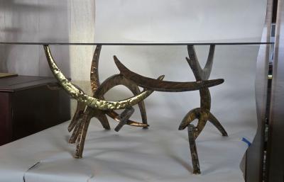 Silas Seandel Signed Early Silas Seandel Ortega Brutalist Cut Metal Coffee Table circa 1970