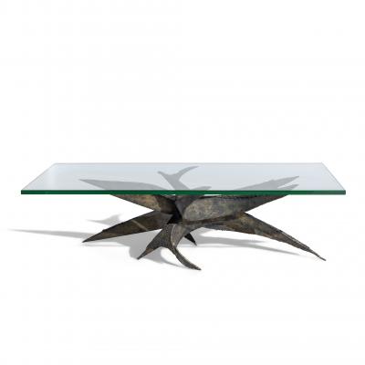 Silas Seandel Silas Seandel Brutalist Mid Century Torch Cut Steel Coffee Table