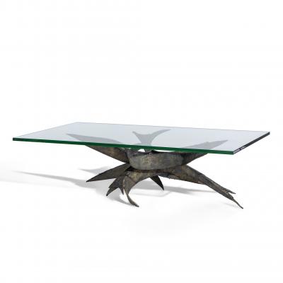 Silas Seandel Silas Seandel Brutalist Mid Century Torch Cut Steel Coffee Table