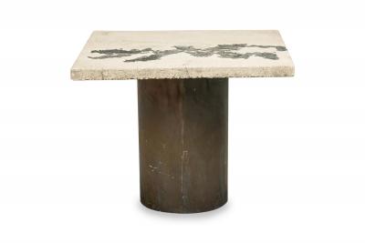 Silas Seandel Silas Seandel Concrete and Bronze Terra Breakfast Card Game Table