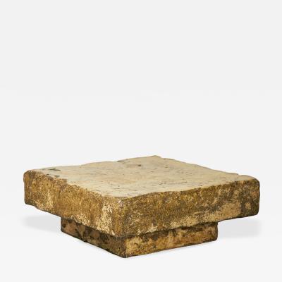 Silas Seandel Silas Seandel Mid Century Square Faux Chiseled Stone Cocktail Coffee Table