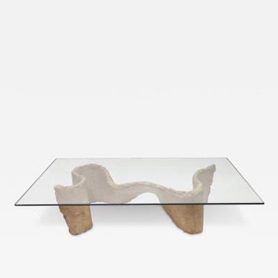 Silas Seandel Silas Seandel Sculptural Coffee Table with Glass Top 1970s Signed 