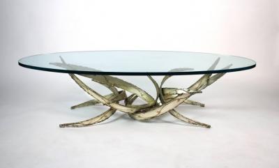 Silas Seandel Silas Seandel Silver Leafed Brutalist Coffee Table