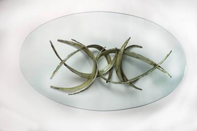 Silas Seandel Silas Seandel Silver Leafed Brutalist Coffee Table