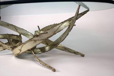 Silas Seandel Silas Seandel Silver Leafed Brutalist Coffee Table