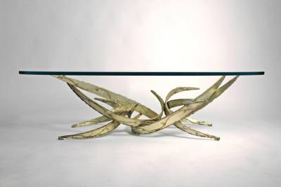 Silas Seandel Silas Seandel Silver Leafed Brutalist Coffee Table