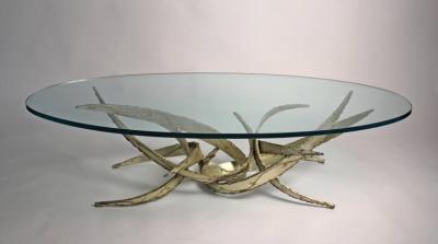 Silas Seandel Silas Seandel Silver Leafed Brutalist Coffee Table