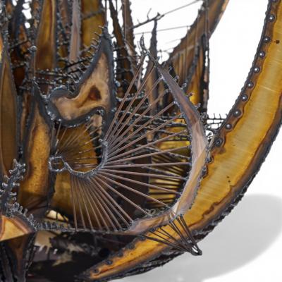 Silas Seandel Silas Seandel Style Brutalist Illuminated Sculptured Metal Coffee Table