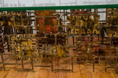 Silas Seandel Spectacular Brutalist Mixed Metal Silas Seandel Coffee Table