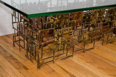 Silas Seandel Spectacular Brutalist Mixed Metal Silas Seandel Coffee Table
