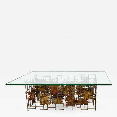 Silas Seandel Spectacular Brutalist Mixed Metal Silas Seandel Coffee Table